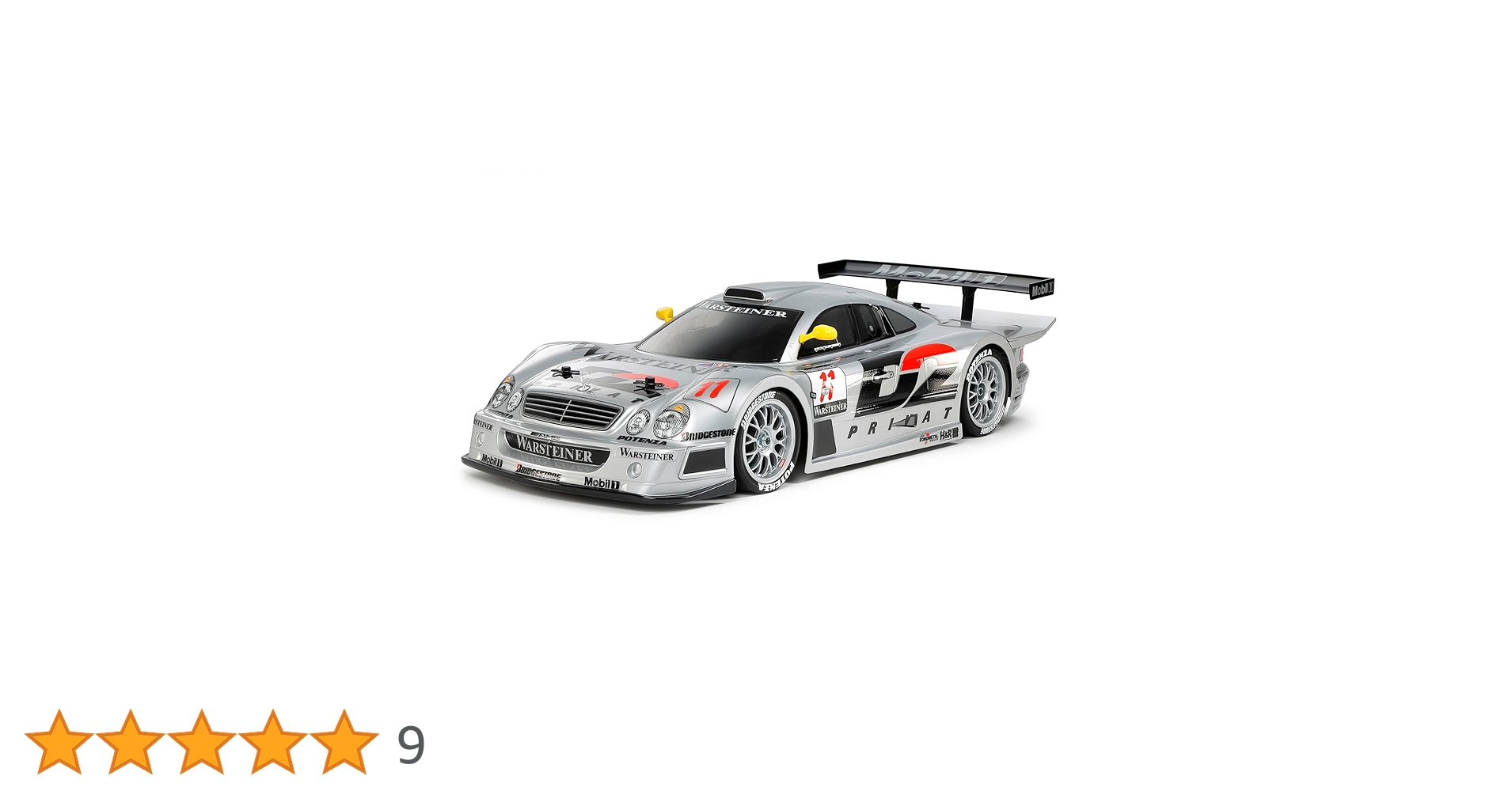 タミヤ　1/10　1997 メルセデスベンツ　CLK-GTR 　完成済みボディ メルセデス・ベンツ CLK-GTR」の電動RCカーが、ボディをシルバー